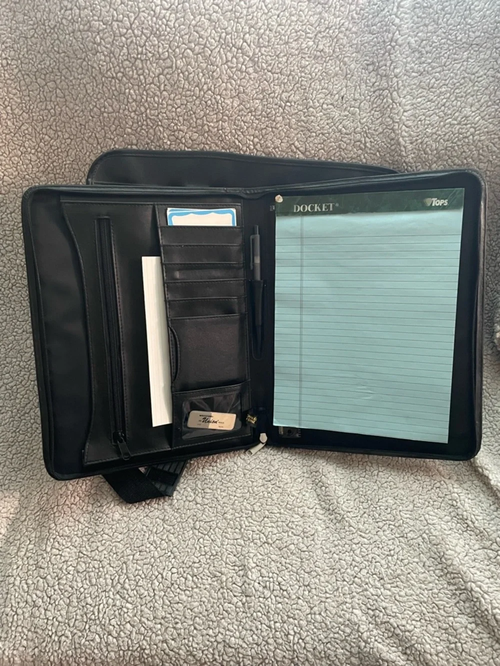 Men's Black Laptop Briefcase with Multiple Zip Pockets